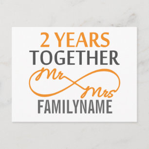 2nd Anniversary Mr. & Mrs Infinity Personalised Postcard