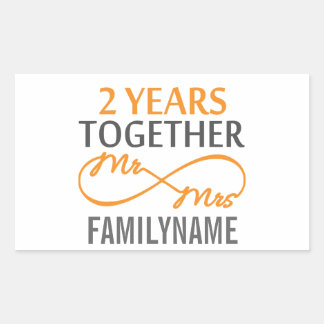 2nd Anniversary Mr. & Mrs Infinity Personalised Rectangular Sticker