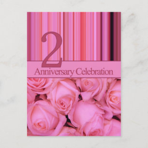 2nd anniversary rose invitation postcard