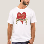 2nd. Anniversary T-Shirt<br><div class="desc">A red heart and golden ribbon to celebrate a 2nd. anniversary</div>