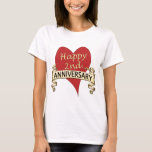 2nd. Anniversary T-Shirt<br><div class="desc">A red heart and golden ribbon to celebrate a 2nd. anniversary</div>