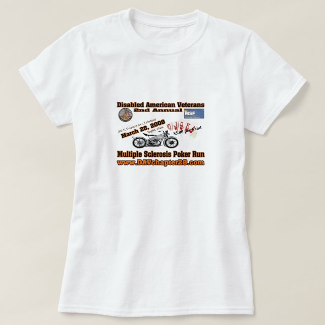 2nd Annual DAV MS Poker Run (2009) T-Shirt (Design Front)