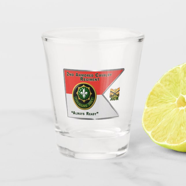 2nd Armored Cavalry Regiment “Always Ready” Shot Glass (Front)