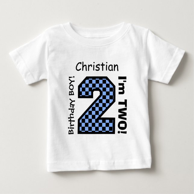 2nd BABY Birthday Big Number A26 CHECKERS Baby T-Shirt (Front)