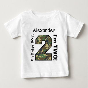 2nd BABY Birthday Big Sports Number A22 CAMO Baby T-Shirt
