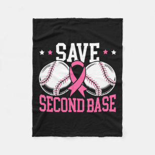 2nd Base Baseball Player Breast Cancer Awareness 1 Fleece Blanket