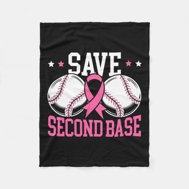 2nd Base Baseball Player Breast Cancer Awareness 1 Fleece Blanket (Front)