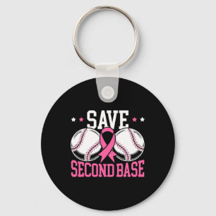 2nd Base Baseball Player Breast Cancer Awareness 1 Key Ring