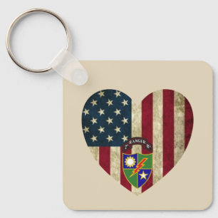2nd Battalion 75th Ranger Reg American Heart Flag Key Ring