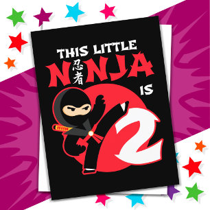 2nd Birthday 2 Year Old Kids Party Little Ninja 2 Postcard