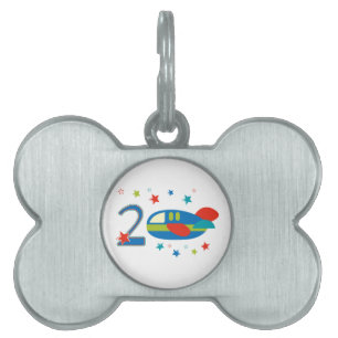 2nd Birthday Aeroplane Pet Name Tag