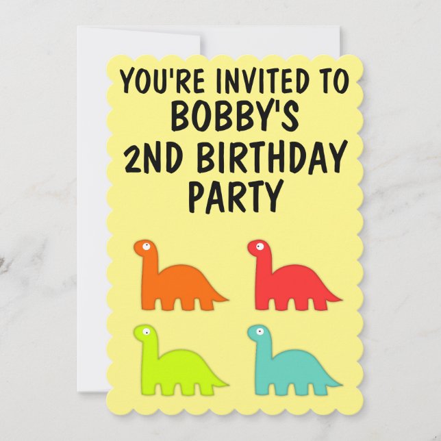 2ND BIRTHDAY AGE TWO INVITATIONST-REX DINO  INVITATION (Front)