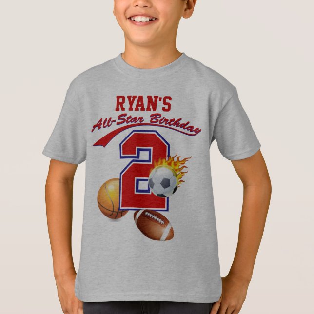 2nd Birthday All-Star Sports Ringer T-shirt (Front)