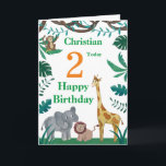2nd Birthday Animals  Card<br><div class="desc">Jungle animals illustration card.. matching party products available please see in my store.</div>