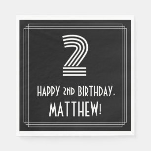 2nd Birthday: Art Deco Inspired Look "2" + Name Napkin