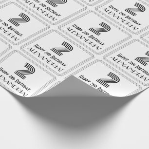 2nd Birthday: Art Deco Inspired Style "2" + Name Wrapping Paper