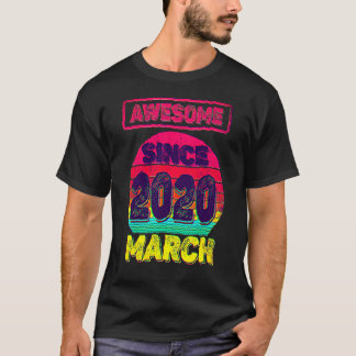 2nd Birthday Awesome Since March 2020 2yrs Old Tod T-Shirt