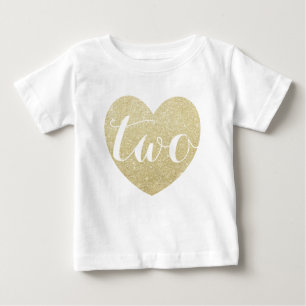 2nd Birthday Baby Girl Glitter heart-Print image Baby T-Shirt