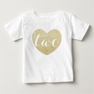 2nd Birthday Baby Girl Glitter heart-Print image T-Shirt