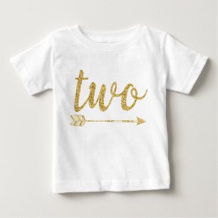 2nd Birthday Baby Glitter-Print Baby T-Shirt