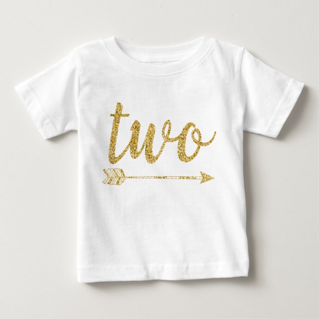 2nd Birthday Baby Glitter-Print Baby T-Shirt (Front)