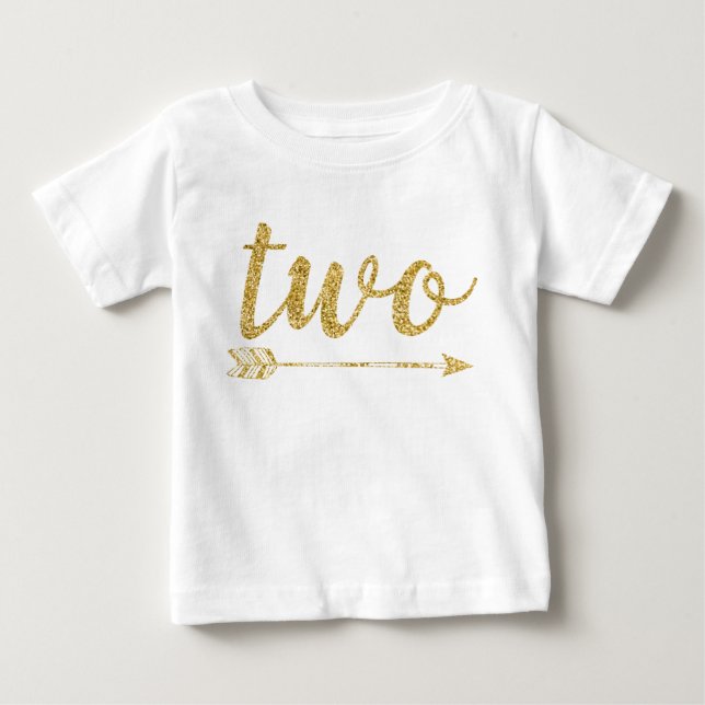 2nd Birthday Baby Glitter-Print T-Shirt (Front)