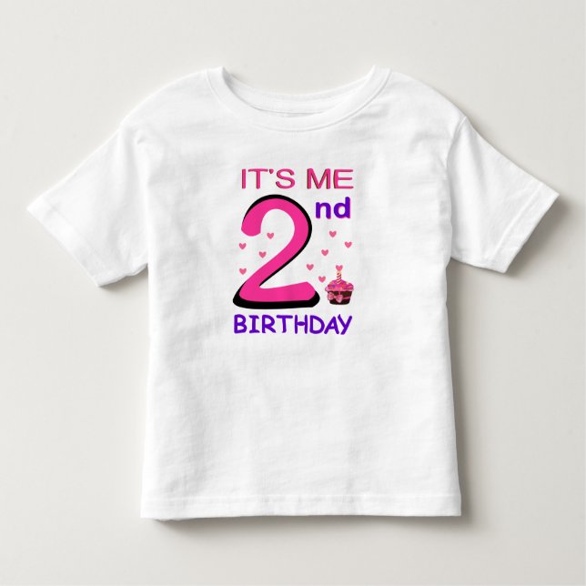 2ND Birthday Baby Tshirt cute pink (Front)