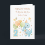 2nd Birthday Balloon Dinosaur Birthday Boy Card<br><div class="desc">This 2nd birthday card is suitable for a son,  grandson or friend. The design includes a balloon dinosaur with party hat and cupcake.</div>