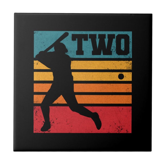 2nd Birthday Baseball Batter Ceramic Tile (Front)