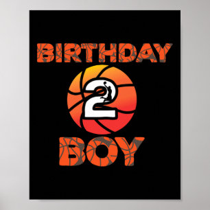 2nd Birthday Basketball Party 2 Years Old Bday Cel Poster