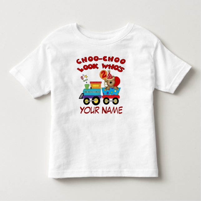 2nd birthday bear train personalised t-shirt (Front)
