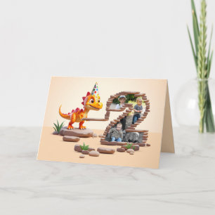2nd Birthday Big Number Photo   Dino Little Dragon Card