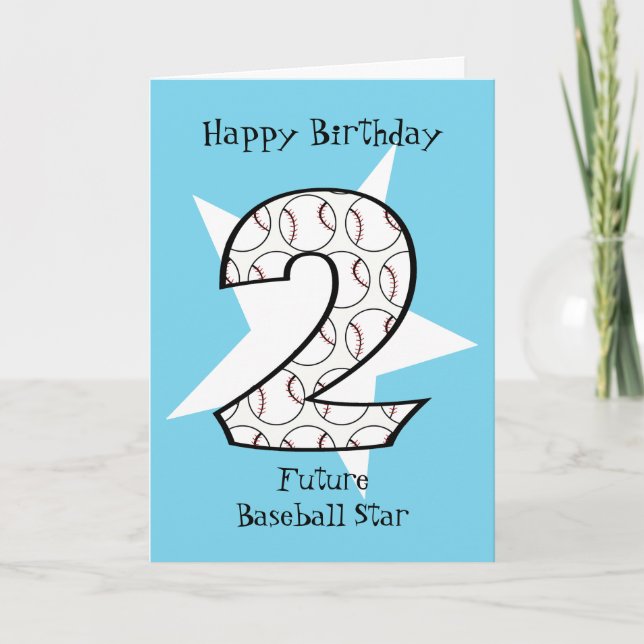 2nd Birthday Blue Baseball Star Card (Front)