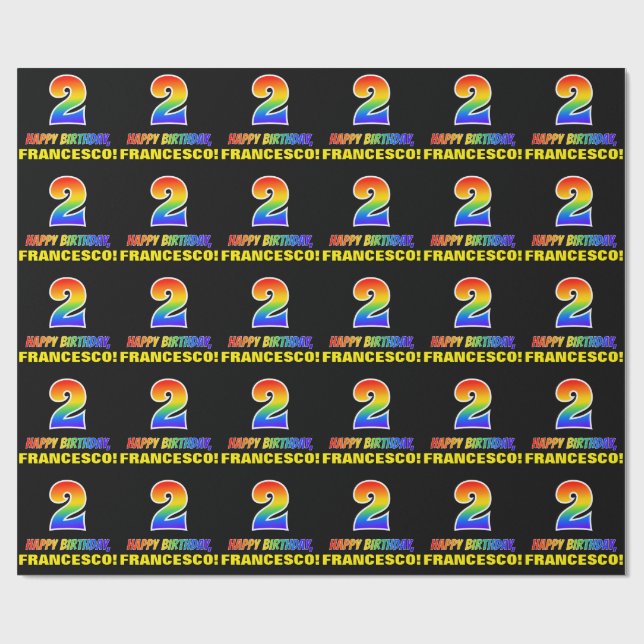 2nd Birthday: Bold, Fun, Simple, Rainbow 2 Wrapping Paper (Flat)