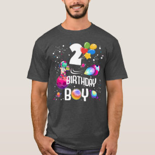 2nd Birthday Boy Astronaut Space 2 Years Old Rocke T-Shirt