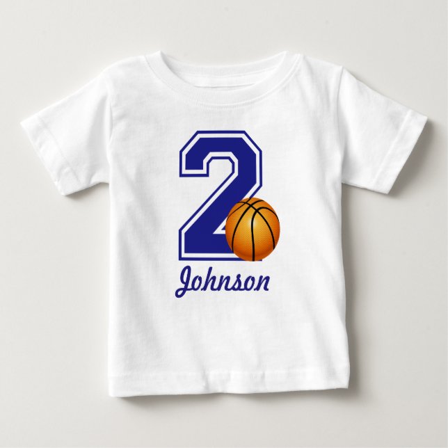 2nd Birthday boy basketball personalised Baby T-Shirt (Front)