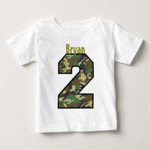 2nd Birthday Boy Camo Two Year Custom Name V007B Baby T-Shirt