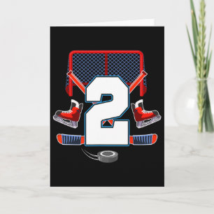 2nd Birthday Boy Ice Hockey Theme 2 Year Old Party Card