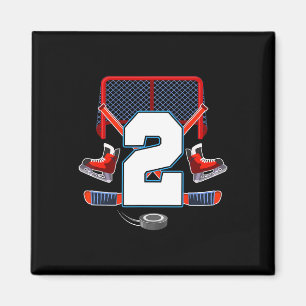 2nd Birthday Boy Ice Hockey Theme 2 Year Old Party Magnet