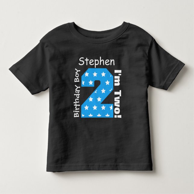 2nd Birthday Boy STARS Custom Name V14 Toddler T-Shirt (Front)