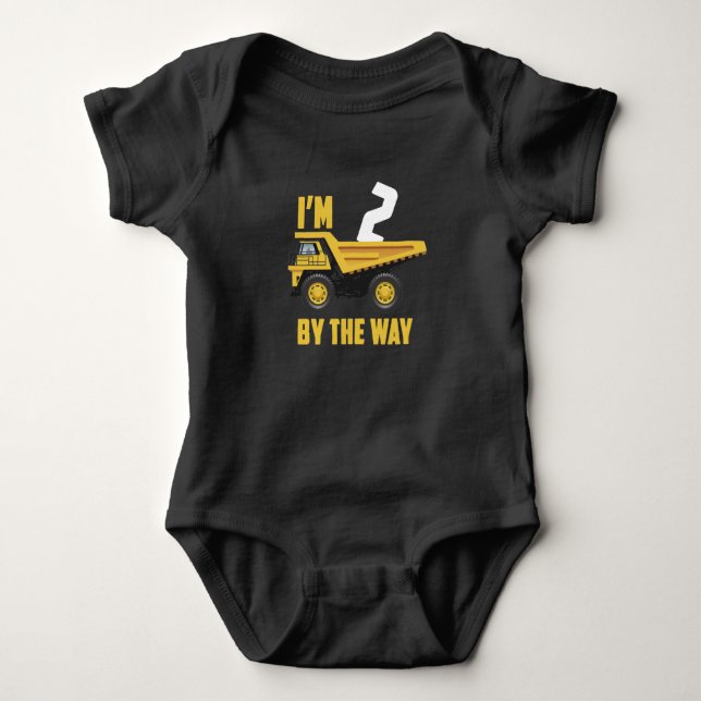 2nd birthday boy Toddler Construction Truck gift Baby Bodysuit (Front)