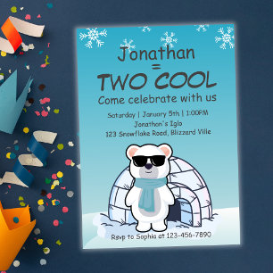 2nd Birthday Boy Two Cool Polar Bear Iglo   Invitation