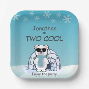 2nd Birthday Boy Two Cool Polar Bear Iglo Paper Plate