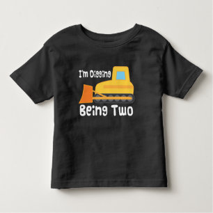 2nd Birthday Bulldozer Construction Truck Toddler Toddler T-Shirt