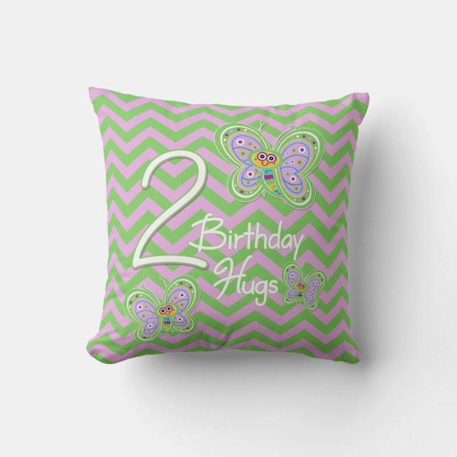 2nd Birthday Butterfly Hugs Cushion (Front)