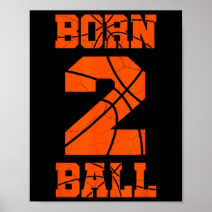 2nd Birthday Bysketbyll Jersey Tee Two 2 Year Old  Poster