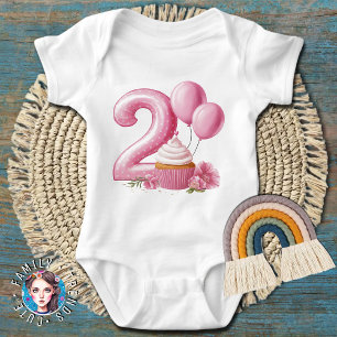 2nd Birthday Cake Girl Baby Bodysuit