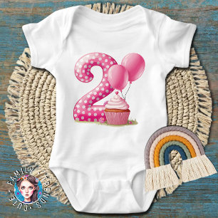 2nd Birthday Cake Girl Baby Bodysuit