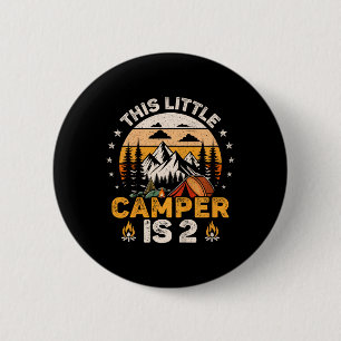 2nd Birthday Camping Party 2 Year Old Girl Boy Cam 6 Cm Round Badge