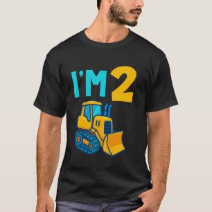 2nd Birthday Cartoon Crawler Bulldozer Tractor I'm T-Shirt